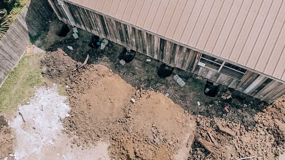 drone view of foundation repair